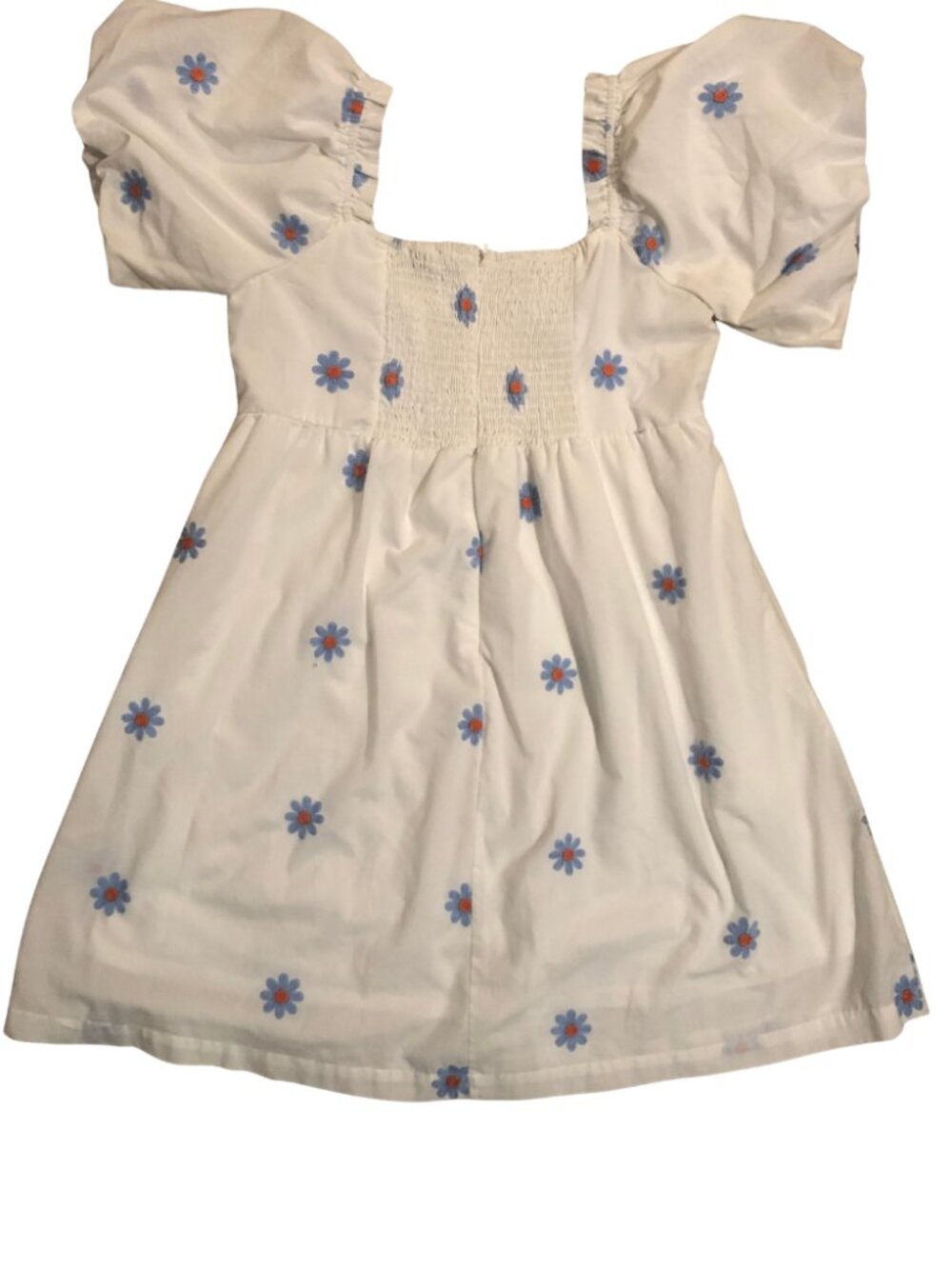 Altar'd State White Cotton Floral Boho Smocked Puff Sleeve Summer Dress size S - Picture 2 of 10